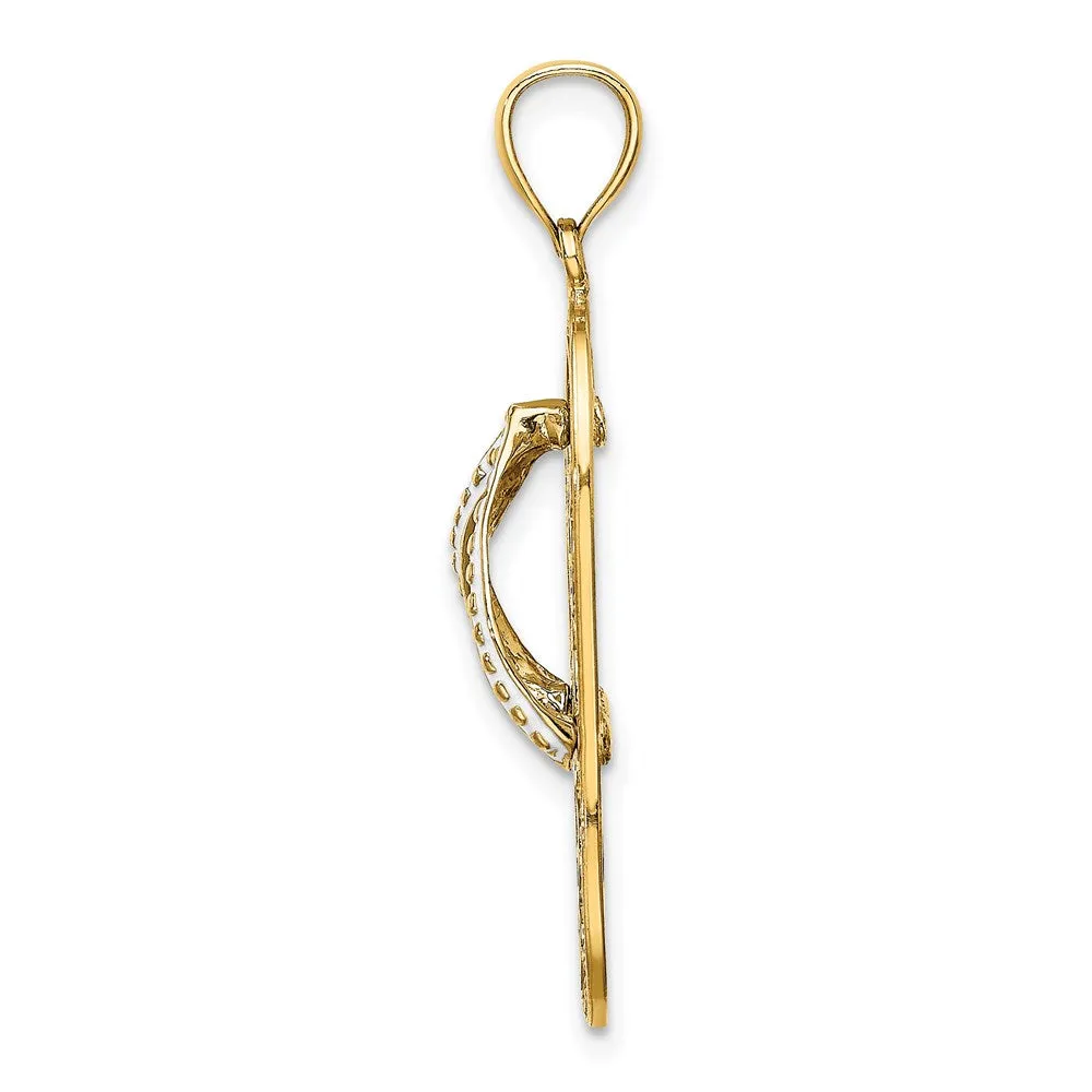 14K Multi Heart Flip-Flop w/ Pink and White Enamel Charm