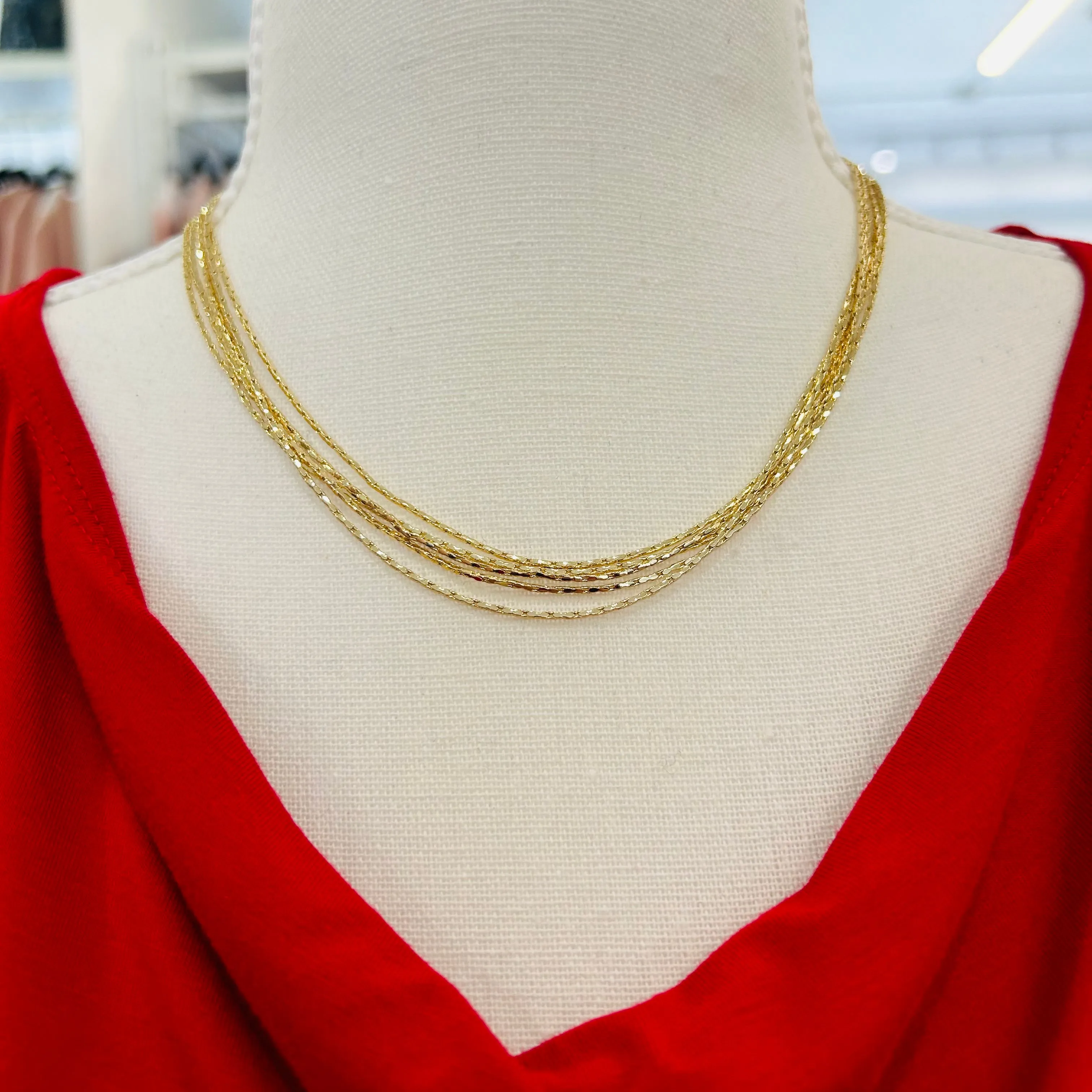 5 Strand Gold and Silver Necklaces
