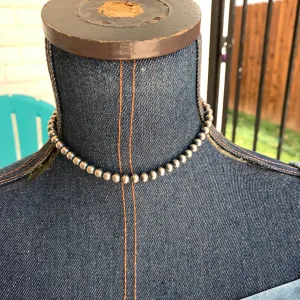 6MM " Navajo Style" Sterling Pearls Necklaces