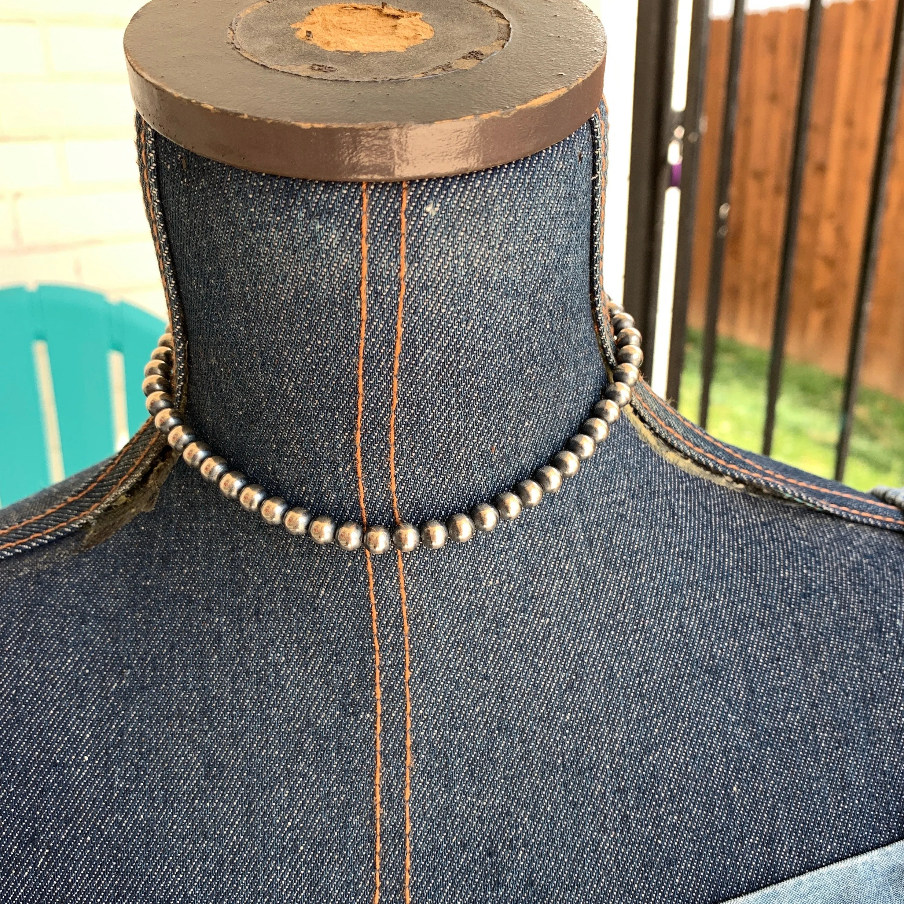 6MM " Navajo Style" Sterling Pearls Necklaces