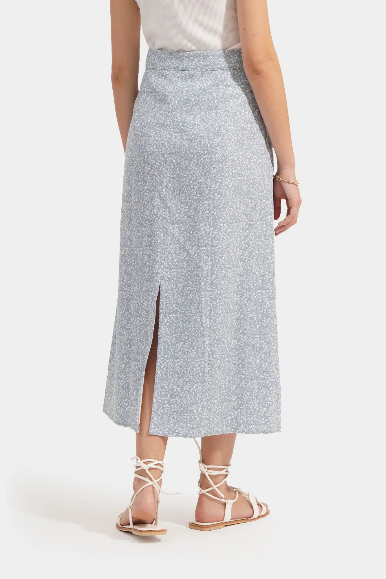 A-Line Floral Midi Skirt