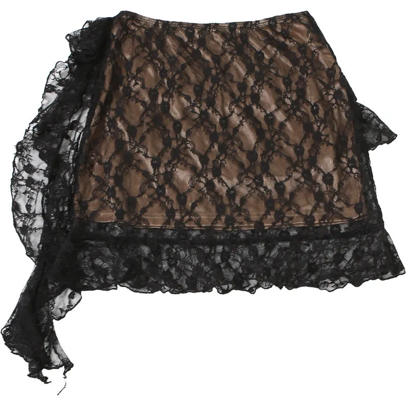 A line ruched ruffle mini skirt