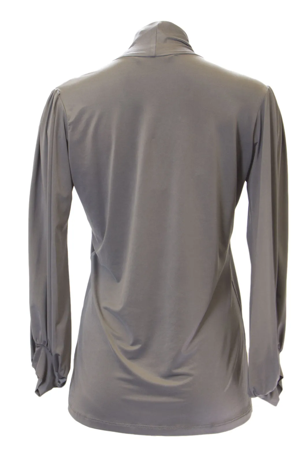 ANALILI Women's Bishop Sleeve Knot Front Tunic 589T31 Sz Medium Grey
