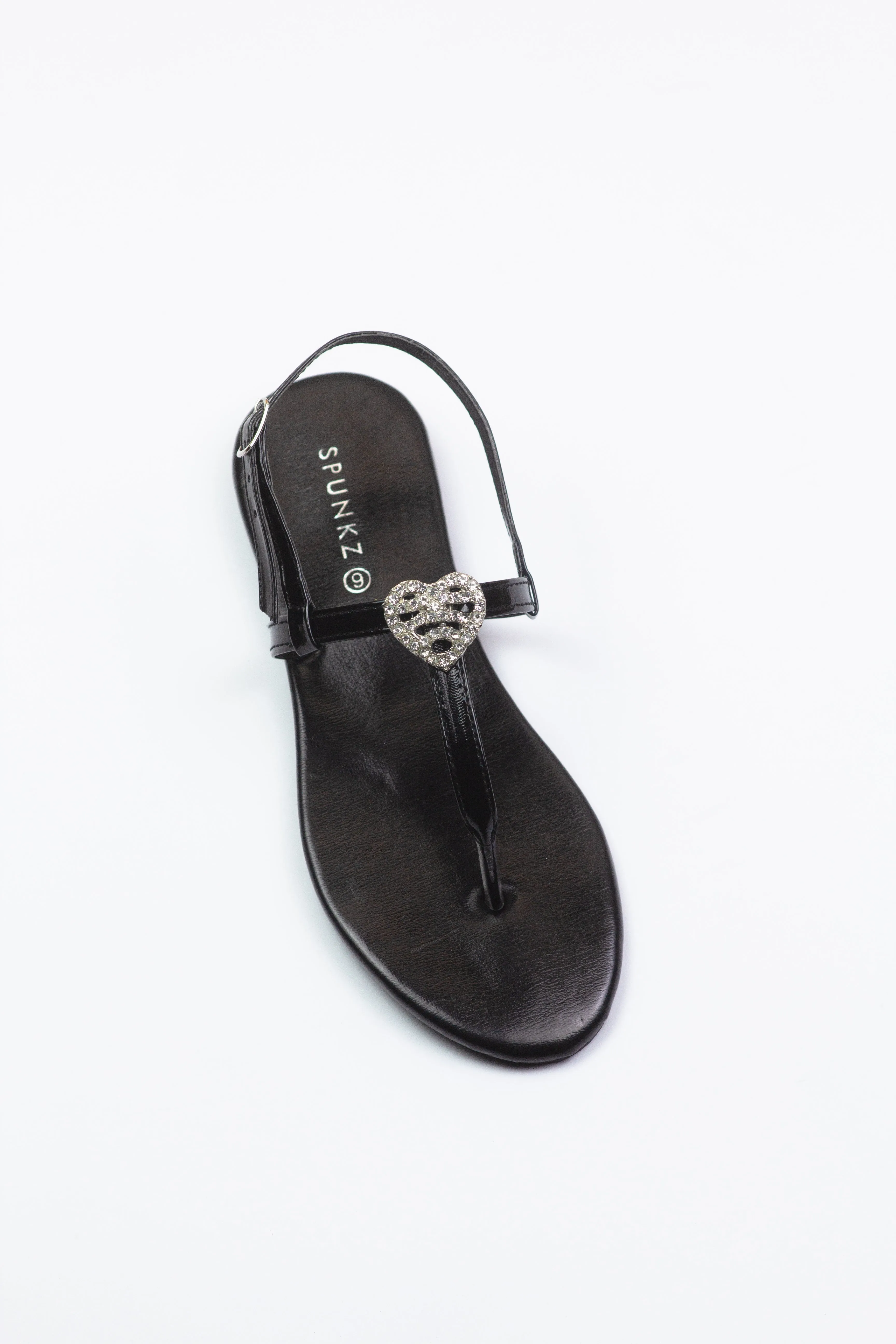 Anya Metallic Black T-Strap Flat Flip Flop Thong Sandals-11071