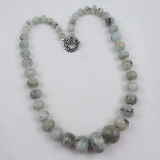 Aqua Gemstone Pale Amazonite Beaded Necklace