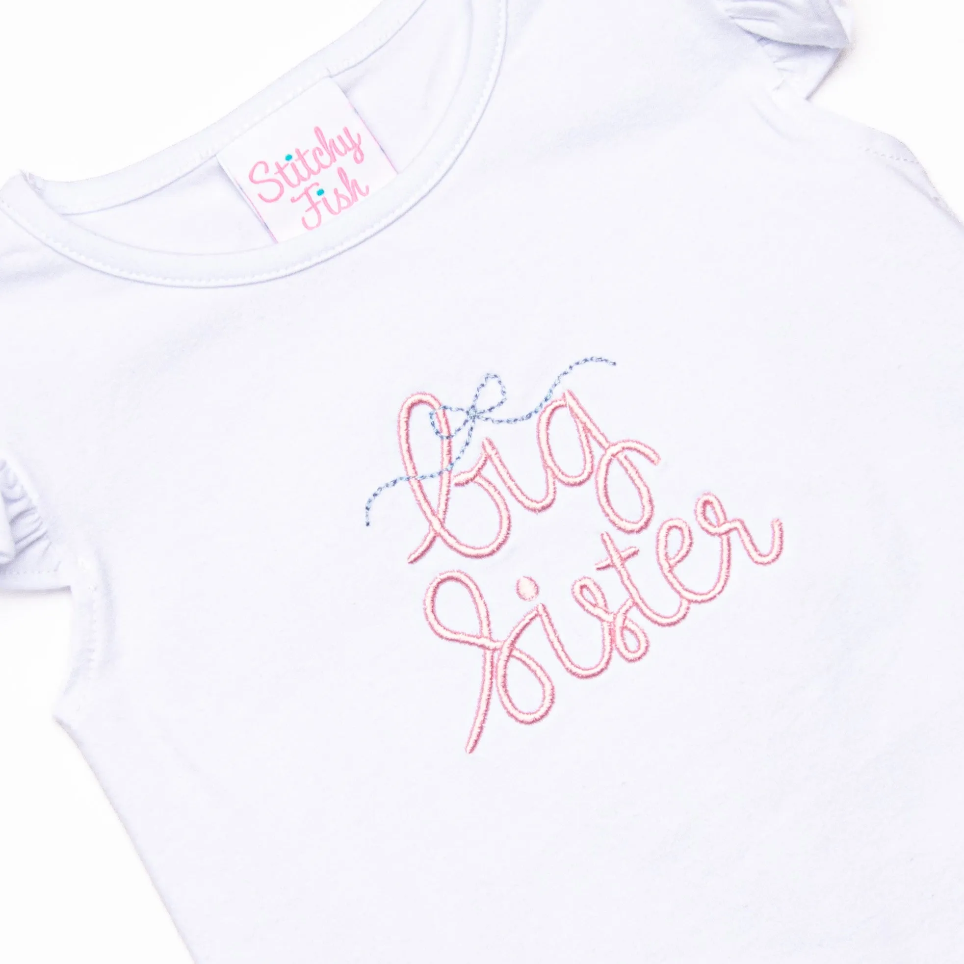 Big Sister Embroidered Short Set, Pink