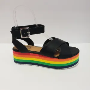 Black And Striped Platform Sandal