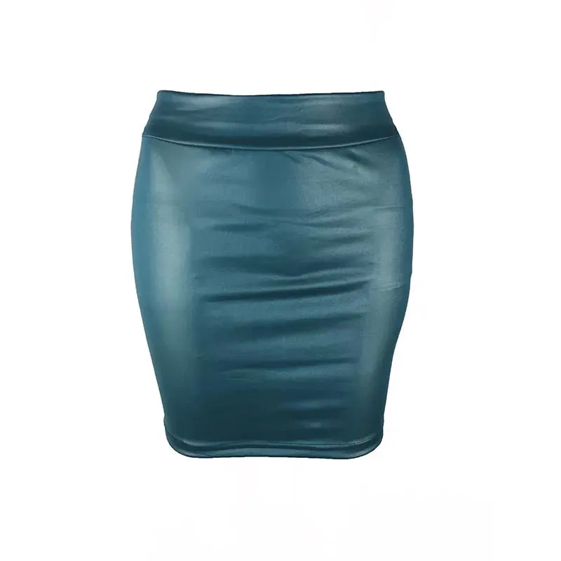 Black Slim High Waist Leather Pencil Mini Skirt