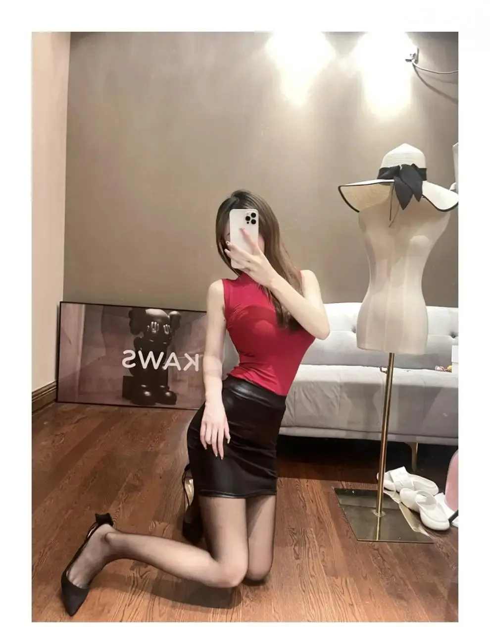 Black Slim High Waist Leather Pencil Mini Skirt