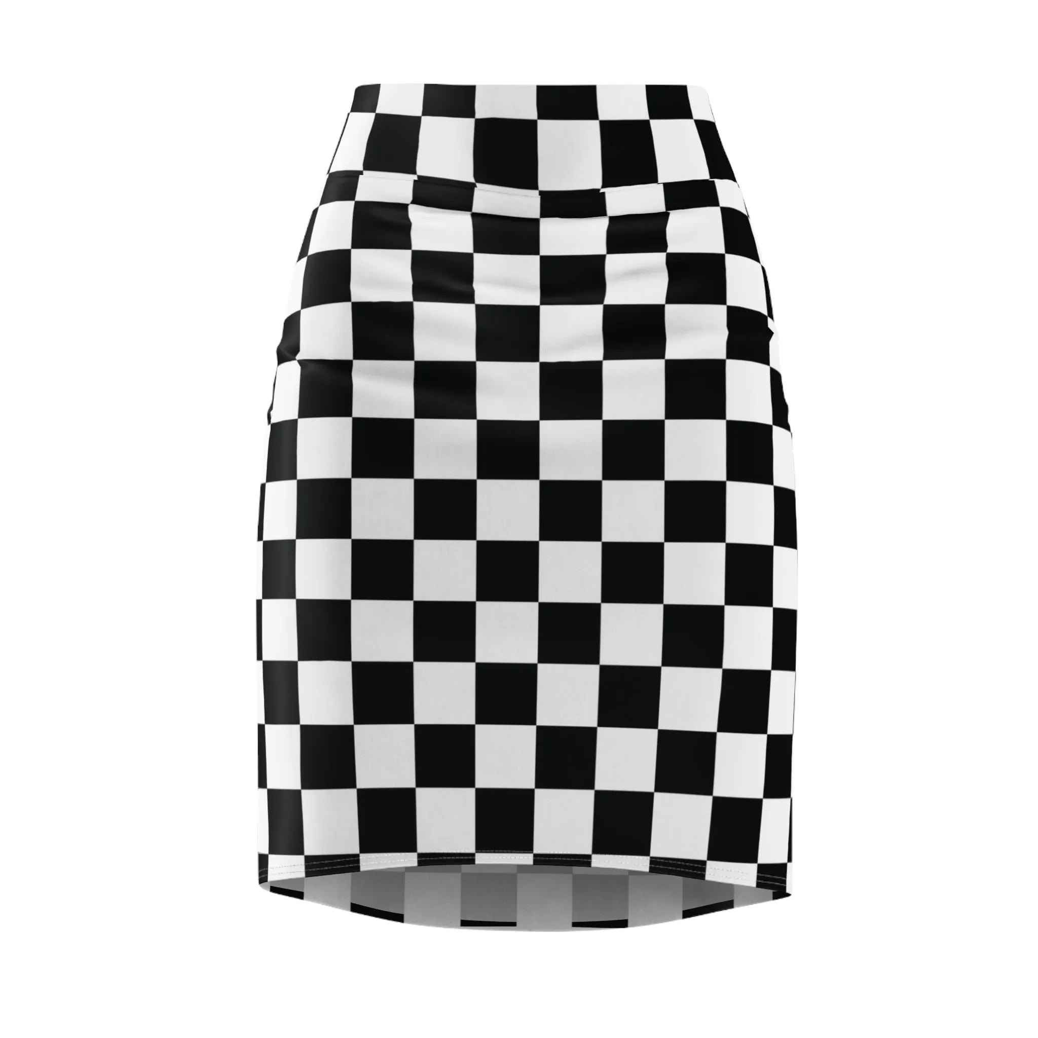 Black White Checkerboard Womens Pencil Skirt - Saiko Studio