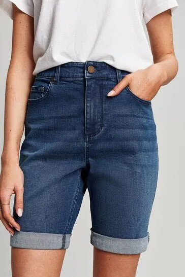 Blue Shirley Long Denim Shorts