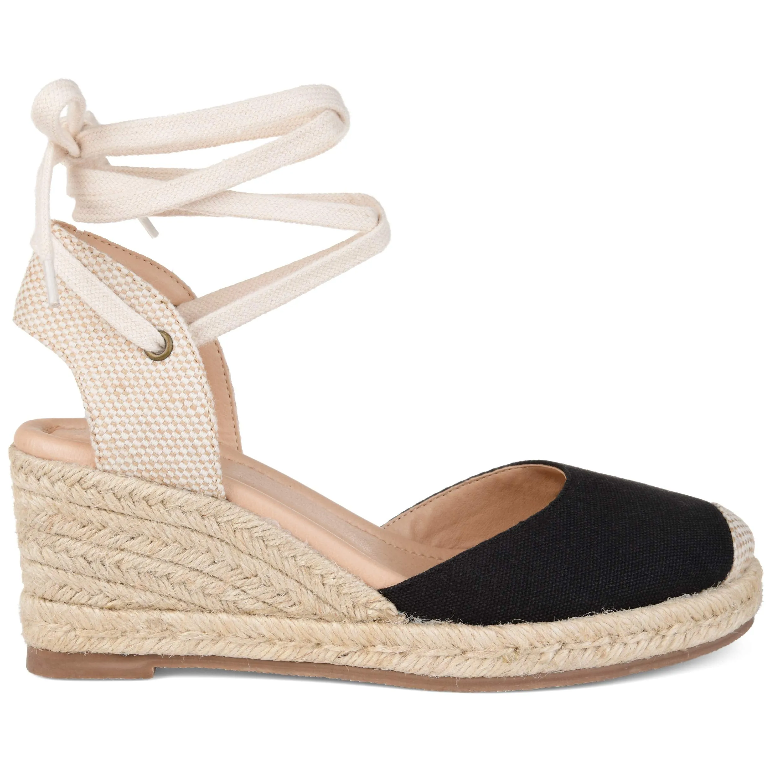 Brinley Co Comfort Womens Espadrille Wedge Black, 7.5 Regular US