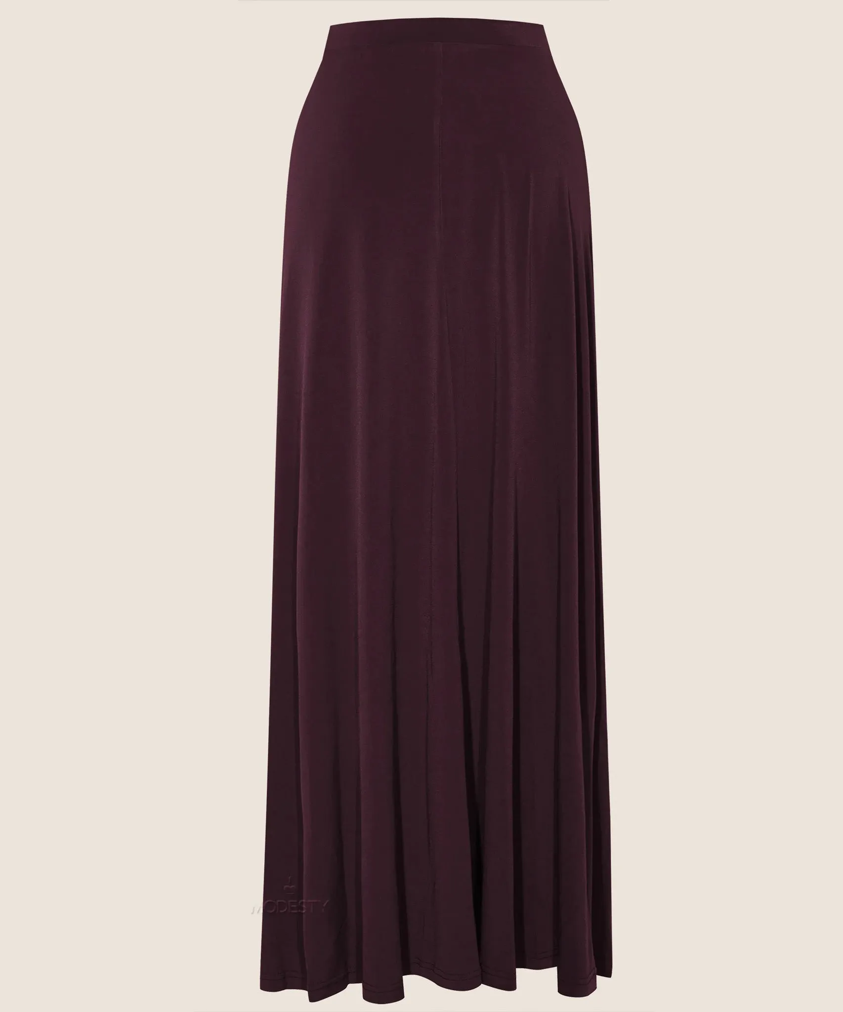Burgundy A-Line Jersey Maxi Skirt