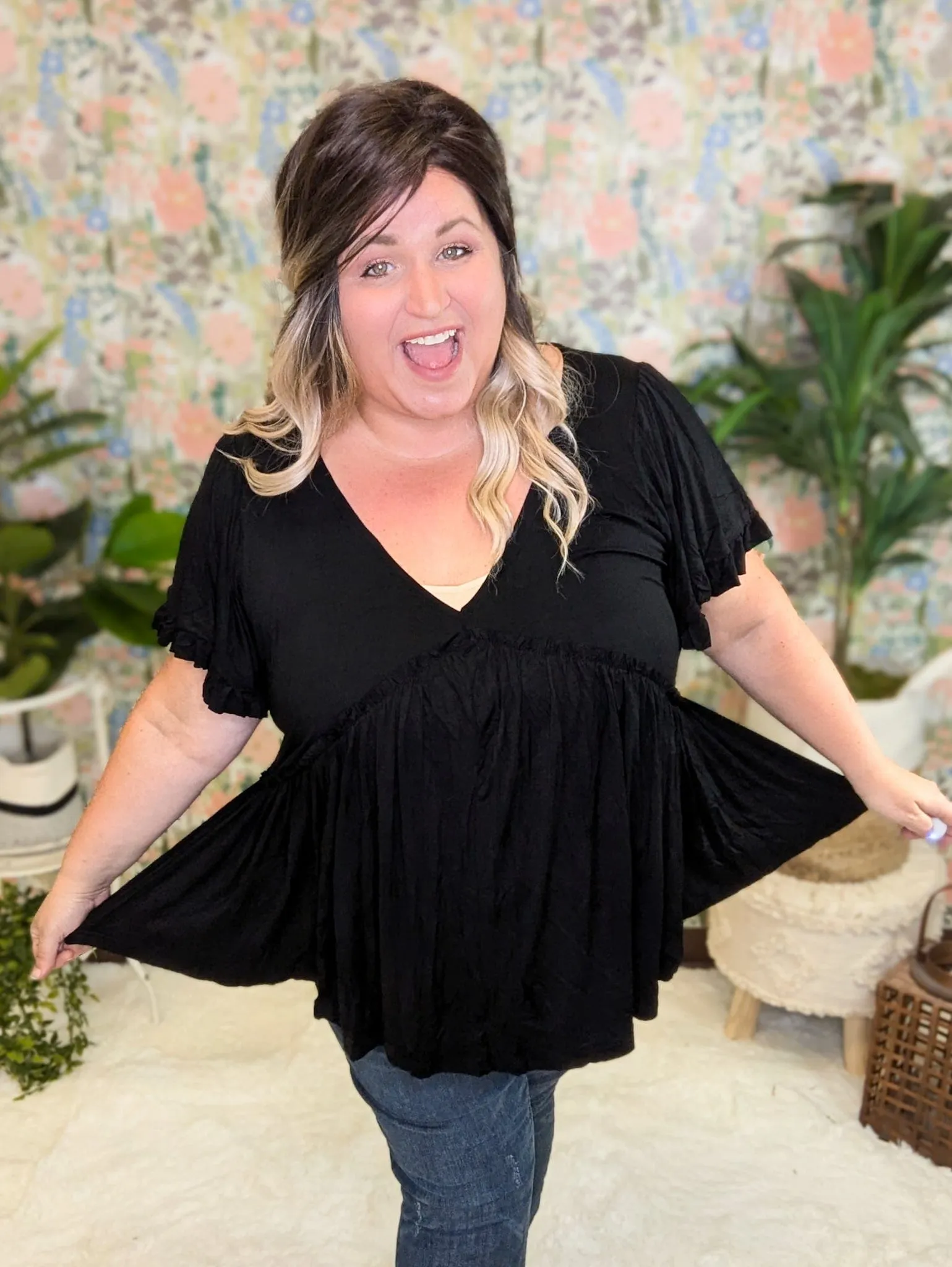 Candy Fit   Flow Short Sleeve Babydoll Top