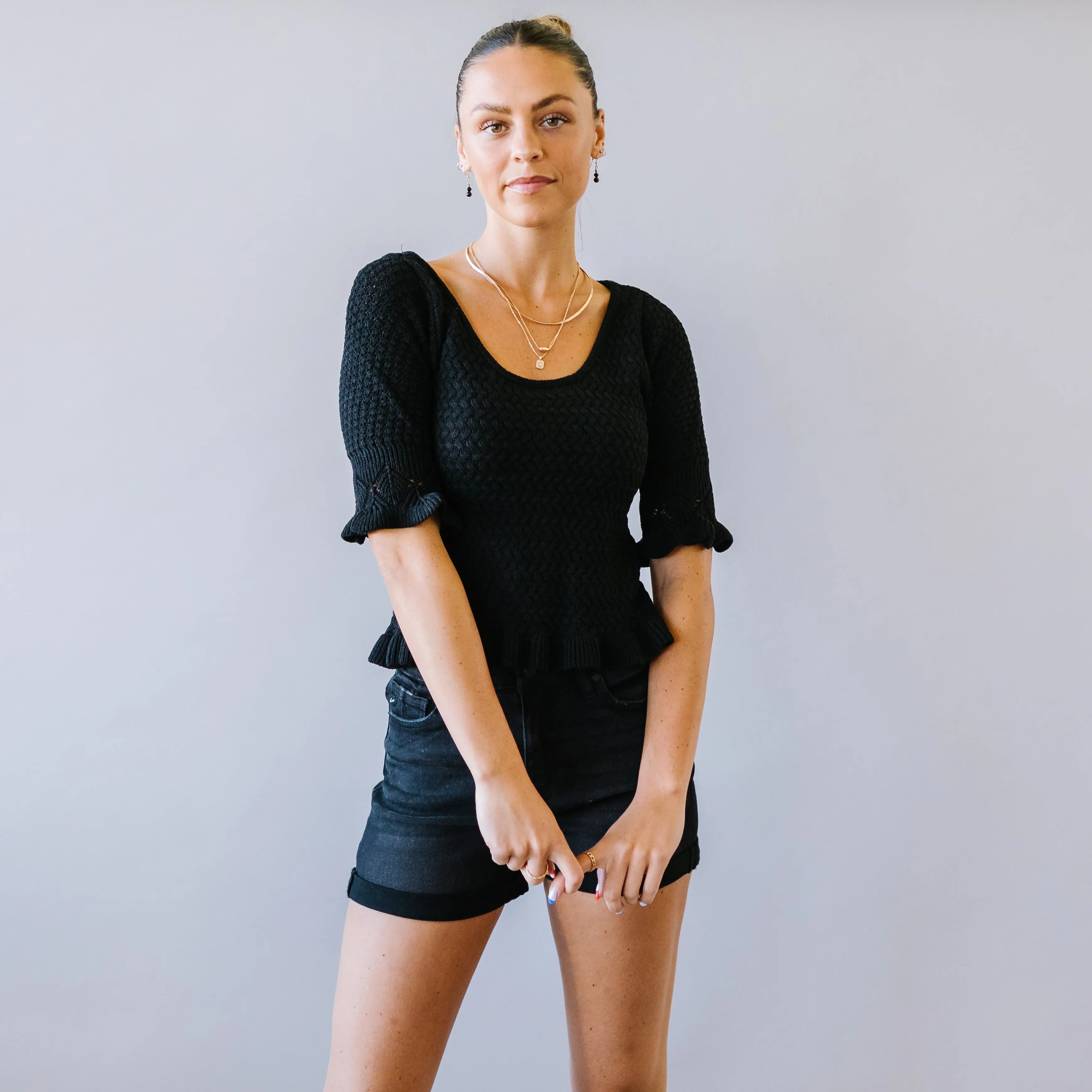 Catrina Crochet Ruffle Detail Top