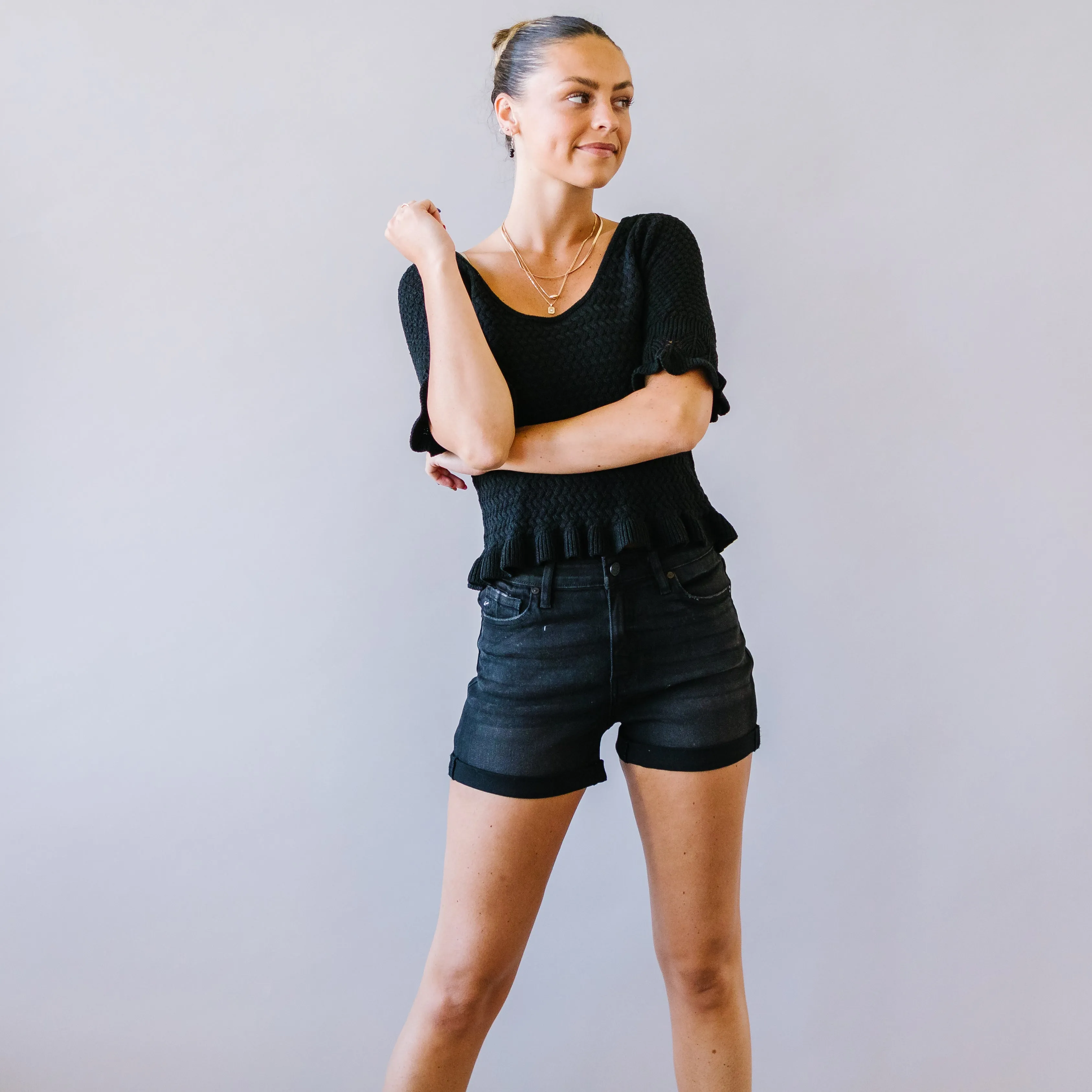 Catrina Crochet Ruffle Detail Top