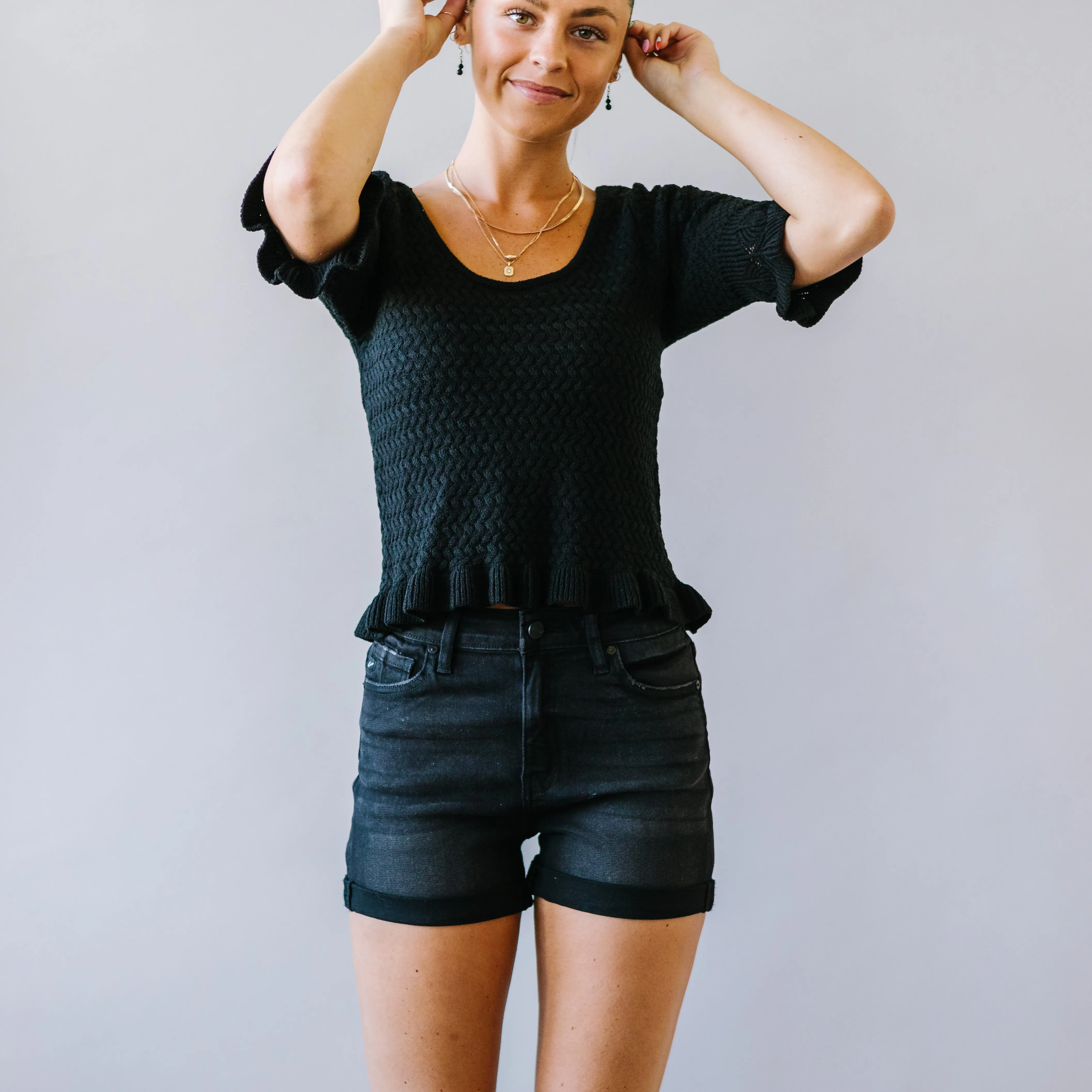 Catrina Crochet Ruffle Detail Top