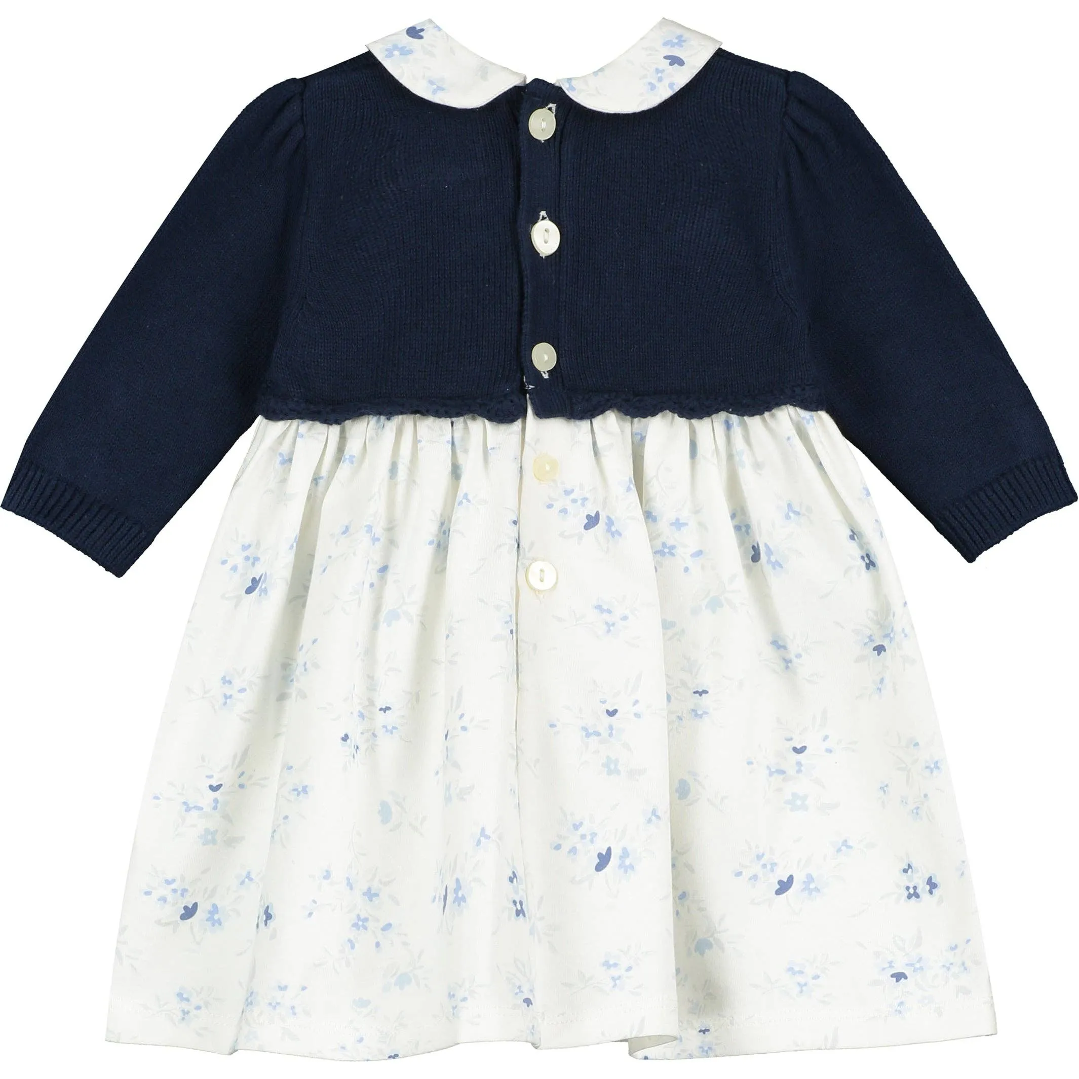 Cerys Navy Girls Floral Dress with Tights