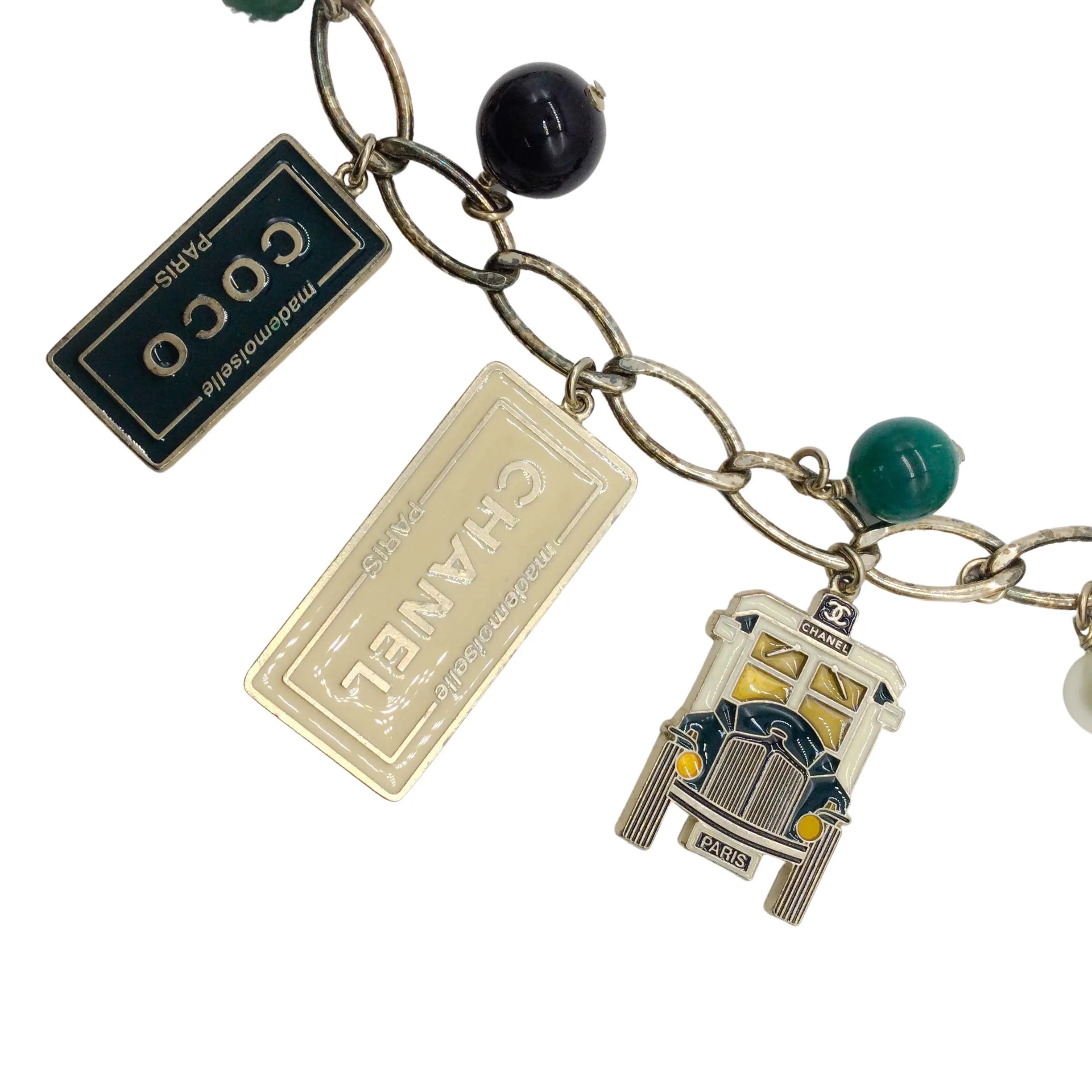 Chanel Silver 2006 Cruise Collection Enameled Charm Necklace