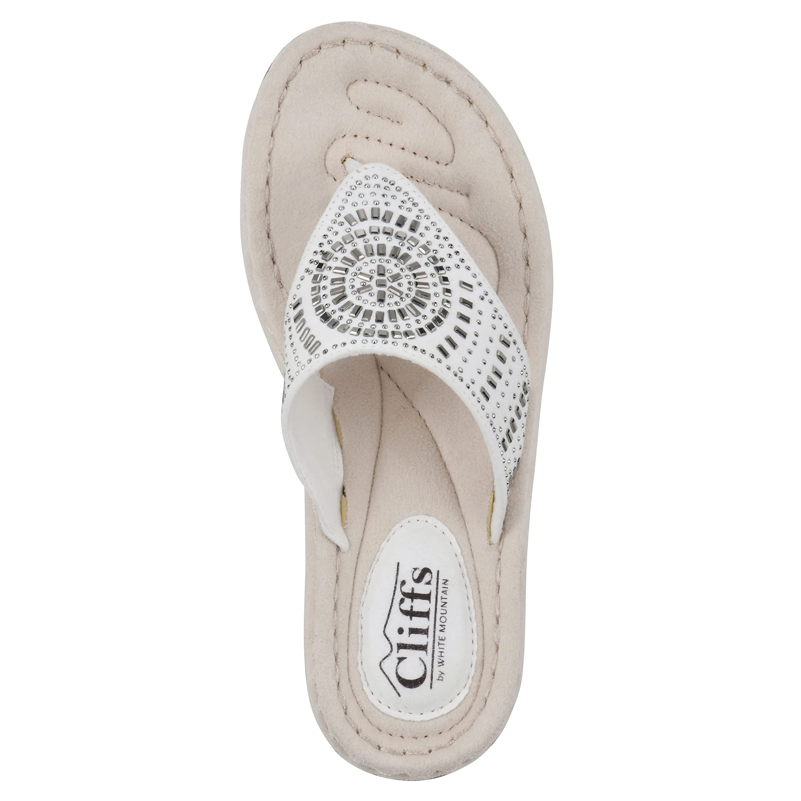 CLIFFS BY WHITE MOUNTAIN Cienna Women's Thong Sandal, White/Fabric, 8.5 M
