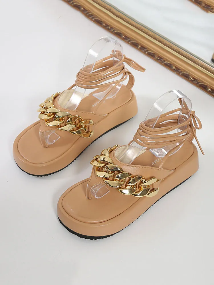 Clip Toe Platform Chain Sandals