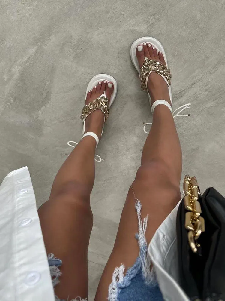 Clip Toe Platform Chain Sandals