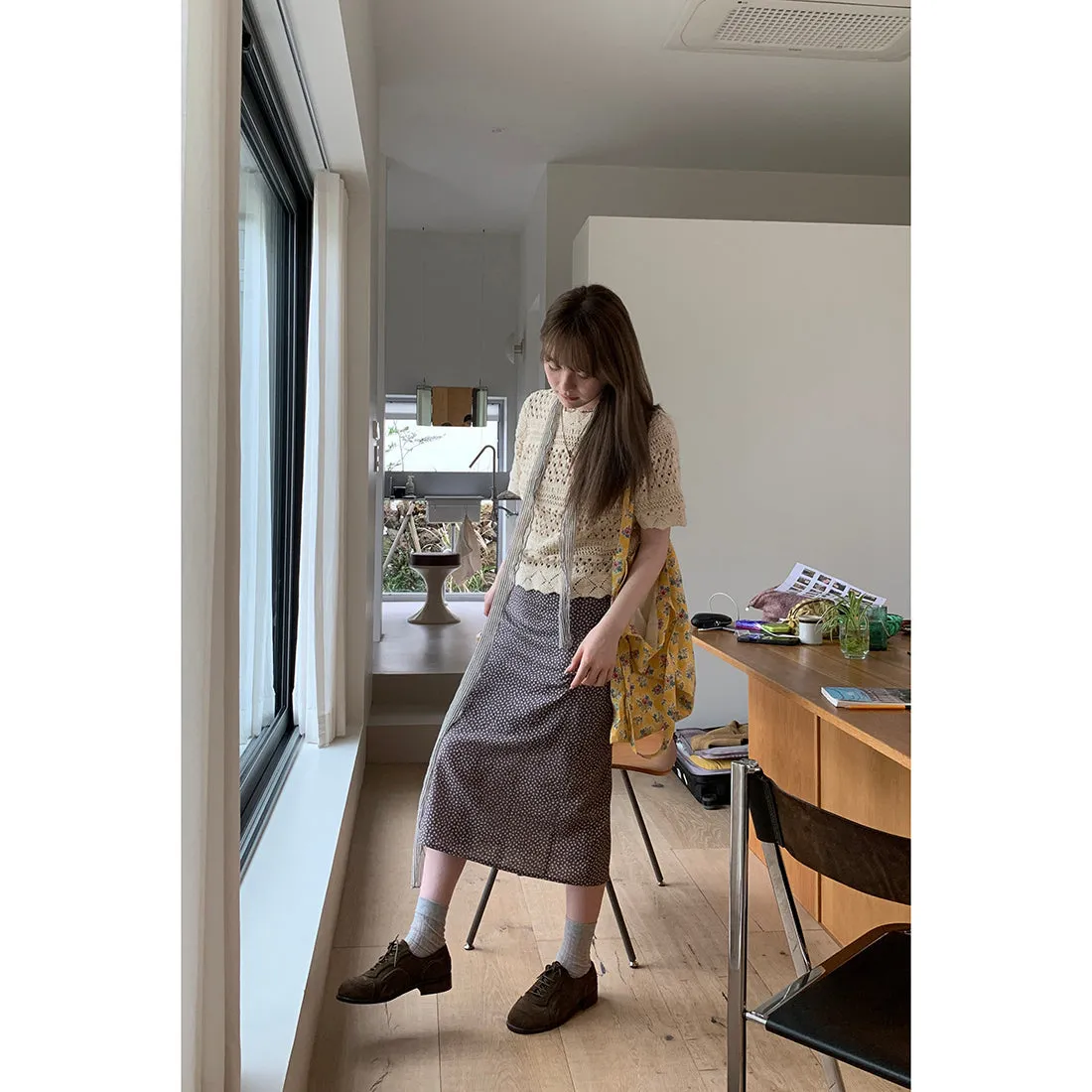coffee floral  skirt
