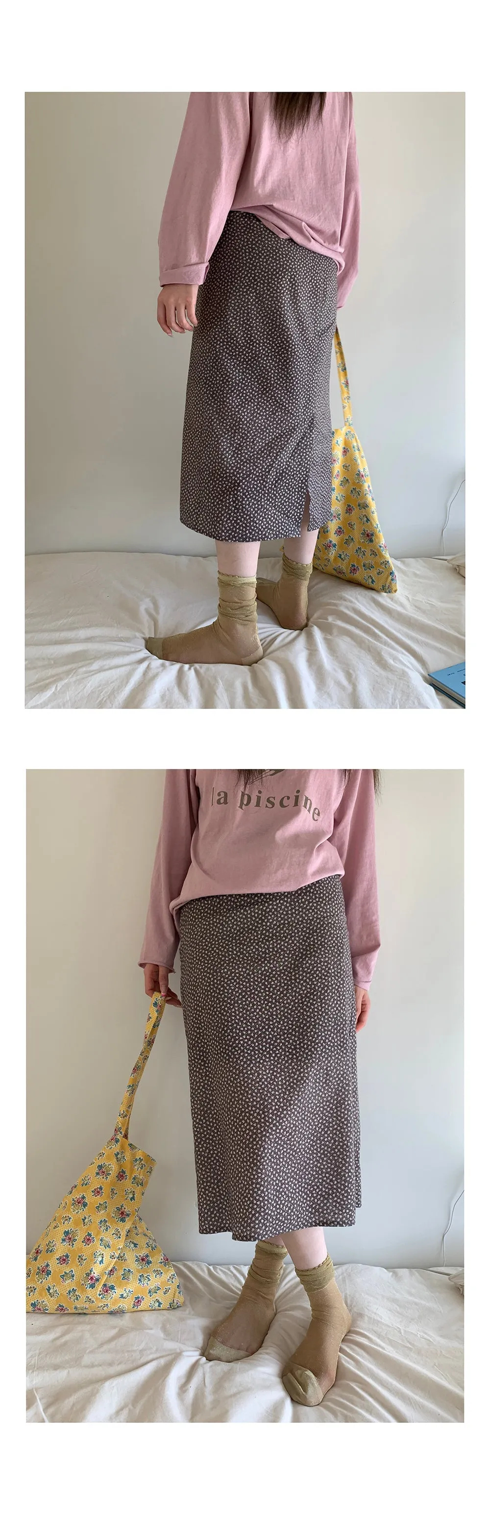 coffee floral  skirt