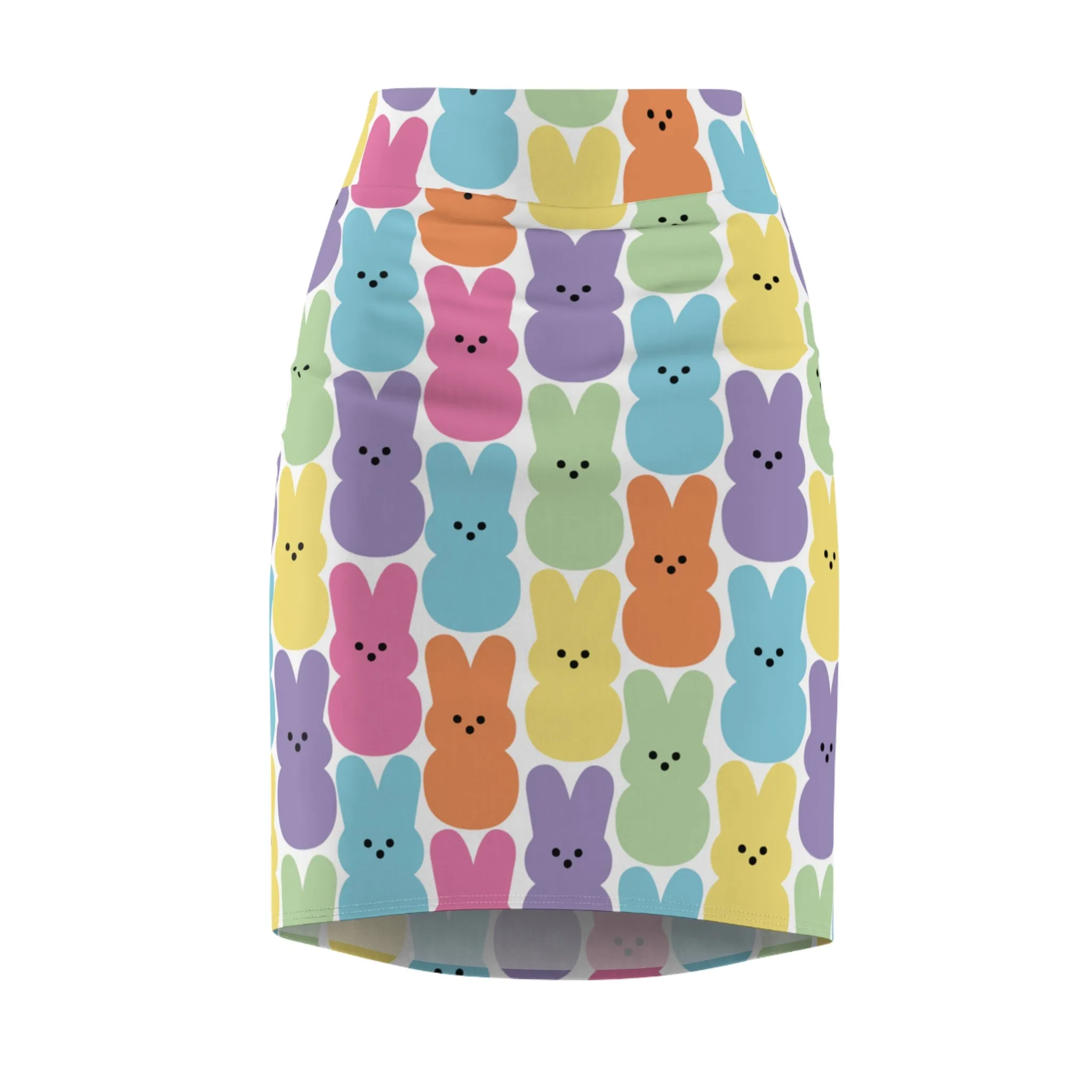 Colorful Easter Peeps Pastel Bunny Womens Pencil Skirt - Saiko Studio