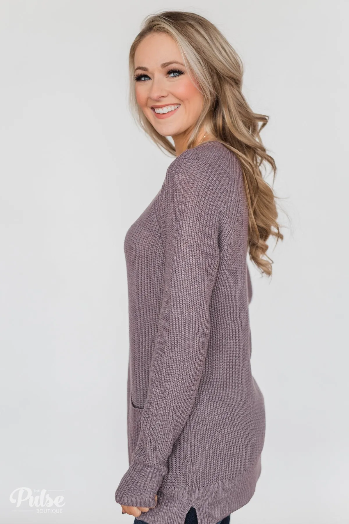 Cooler Weather Tunic Sweater- Dusty Lavender