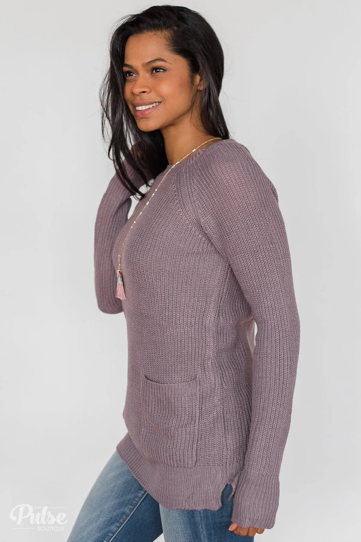 Cooler Weather Tunic Sweater- Dusty Lavender