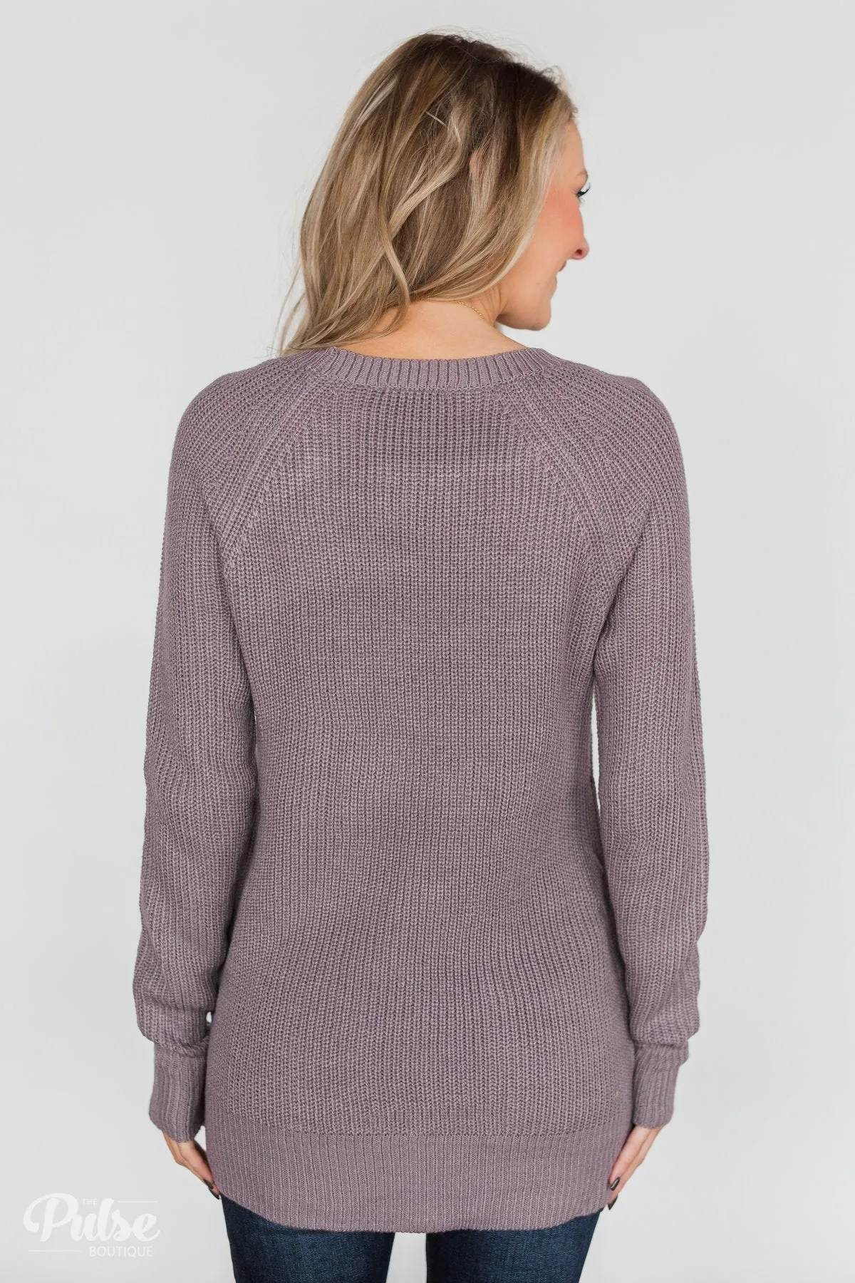 Cooler Weather Tunic Sweater- Dusty Lavender