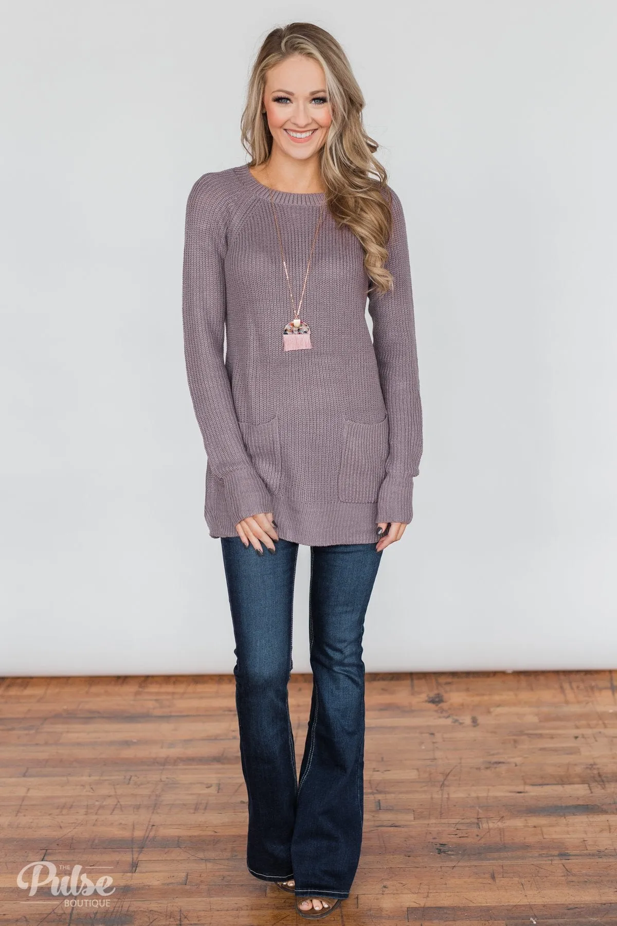 Cooler Weather Tunic Sweater- Dusty Lavender