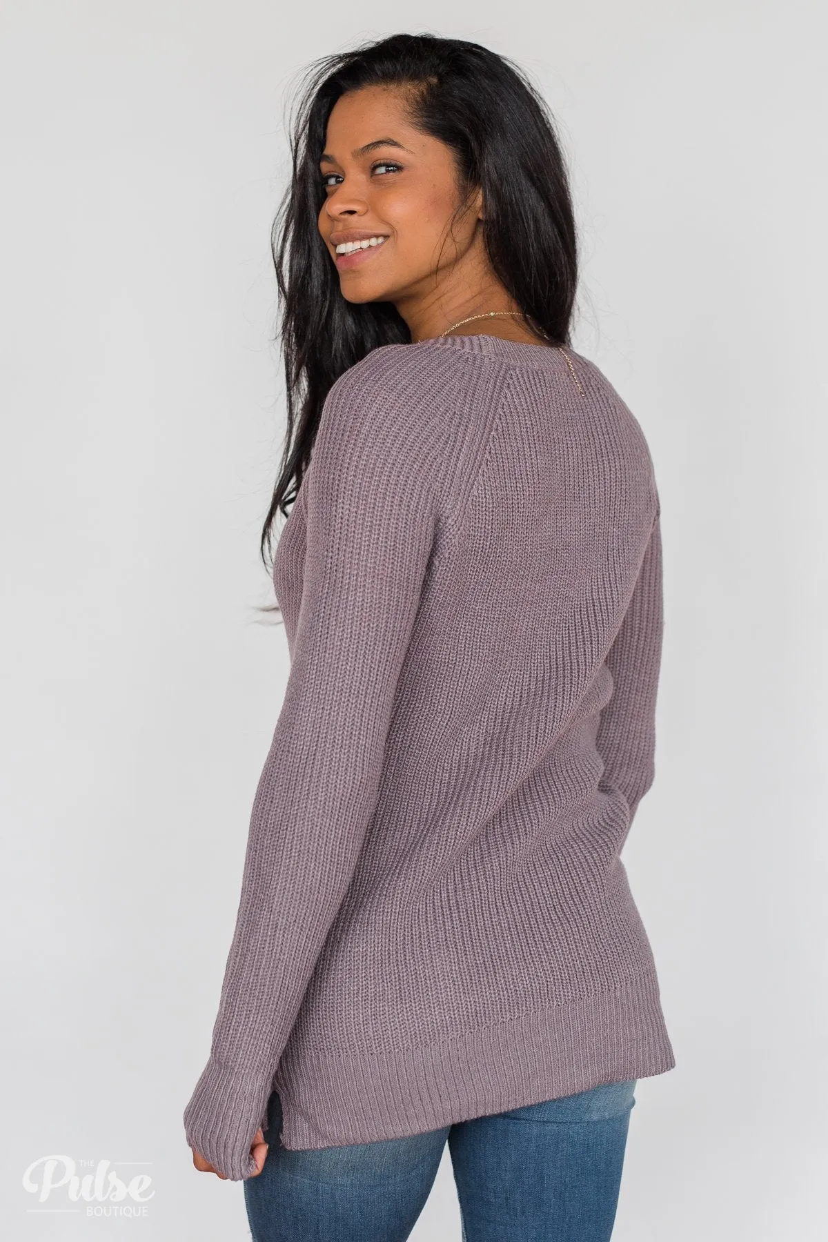 Cooler Weather Tunic Sweater- Dusty Lavender