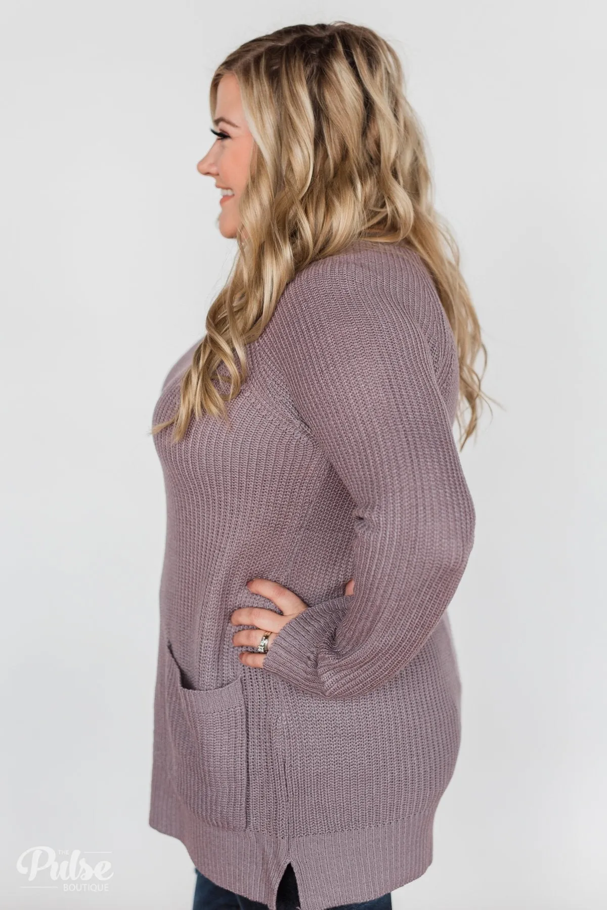 Cooler Weather Tunic Sweater- Dusty Lavender