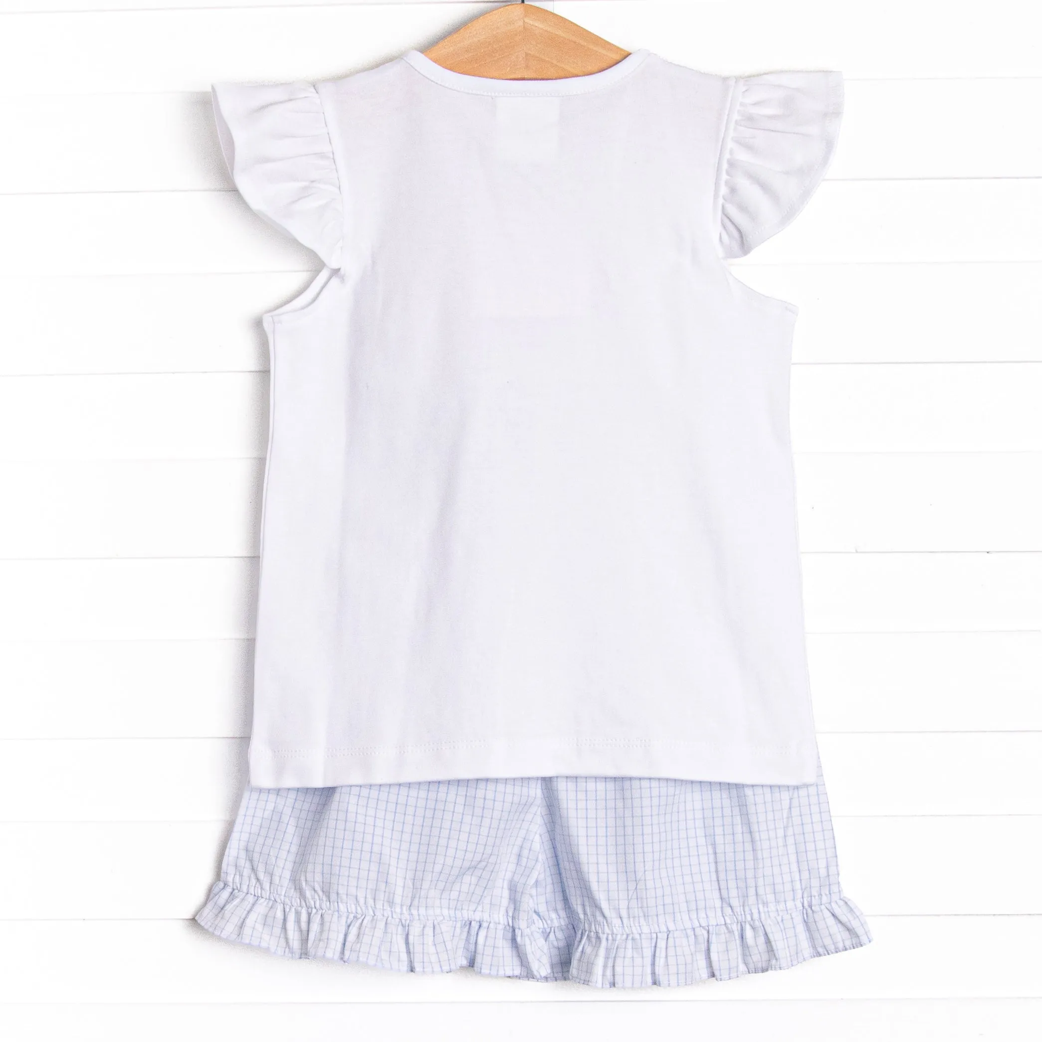 Coral Reef Commotion Smocked Ruffle Short Set, Blue