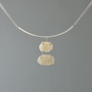 CREAM DRUZY PENDANT AND BAR SILVER NECKLACE