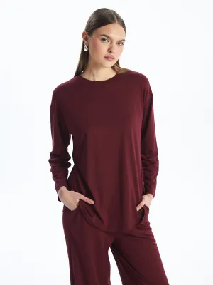 Crew Neck Plain Long Sleeve Women Tunic