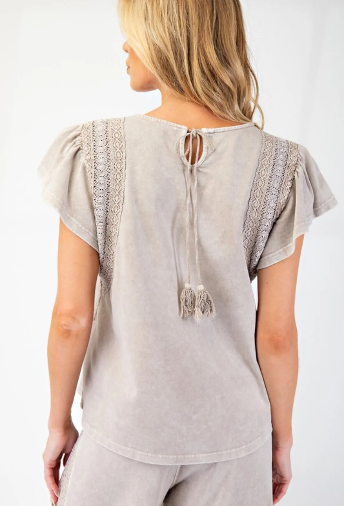 Crochet Ruffle Sleeve Top