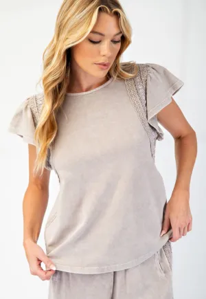 Crochet Ruffle Sleeve Top