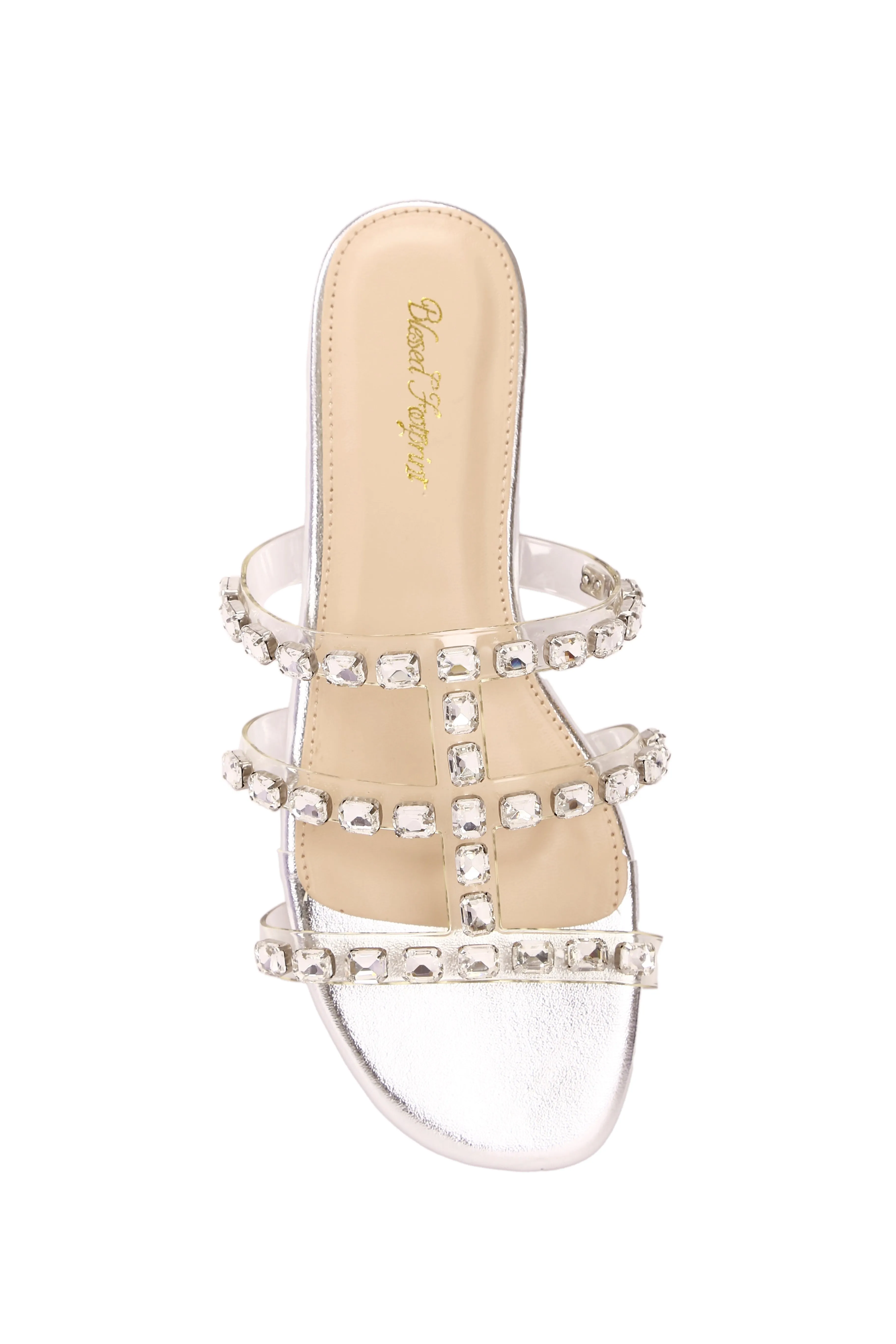 Crystal Elegance Silver Strappy Sandals for Women – Wedding & Party Flat Shoes