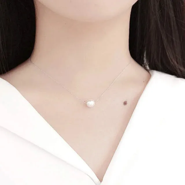 Dainty Simulated-Pearl Pendant Necklace