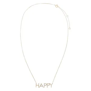 Diamond Pave Happy Nameplate Necklace 14K