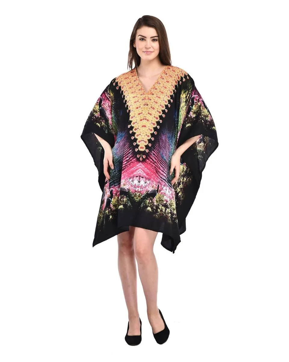 Digital Print Black Plus Size Tunic Top For Women