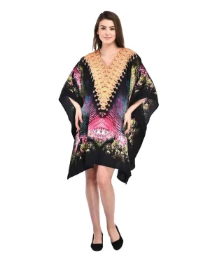 Digital Print Black Plus Size Tunic Top For Women