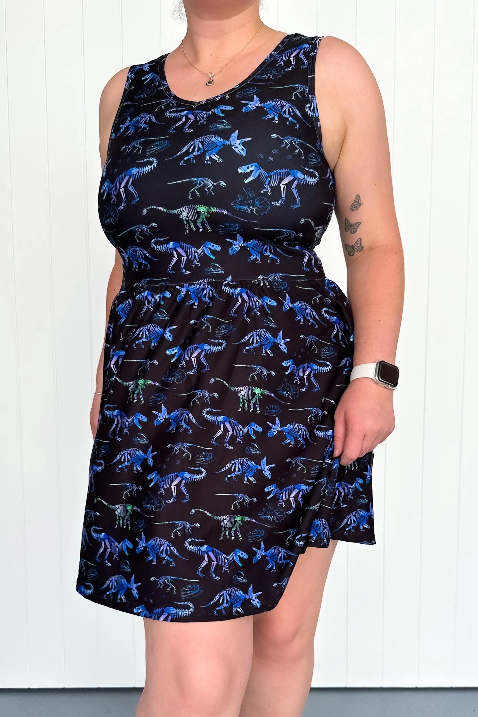 Dinosaur Fossils 2.0 - Sleeveless Mini Dress - Pockets