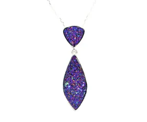 Double Drop Marquise Purple Rainbow Druzy Necklace