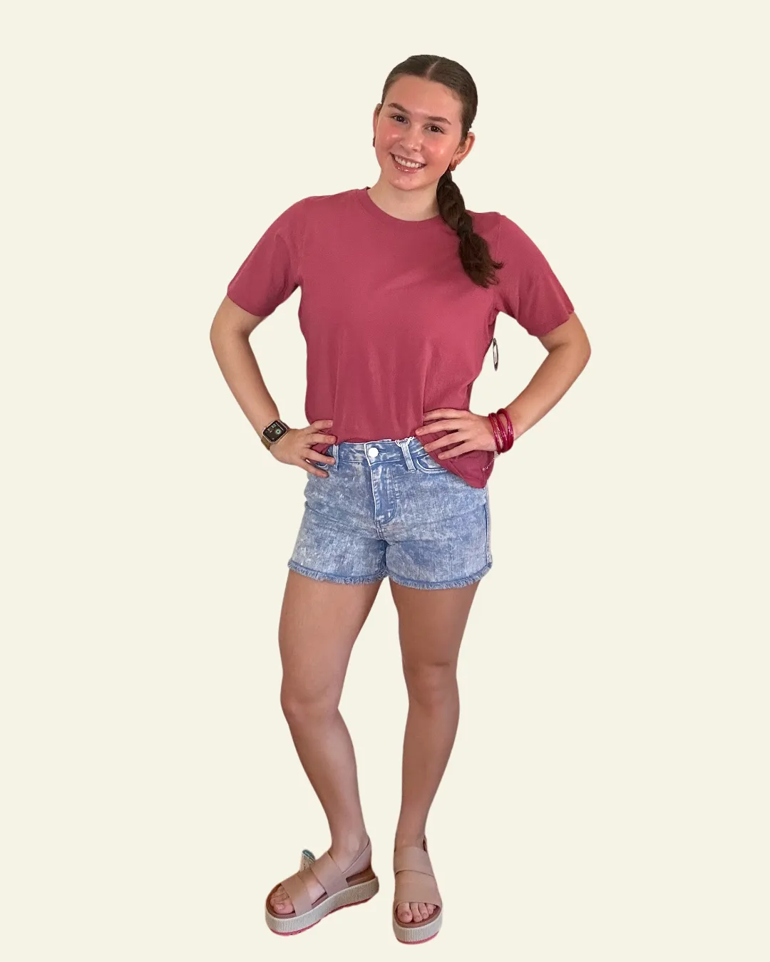 Dyed Fray Hem Shorts | Cyan
