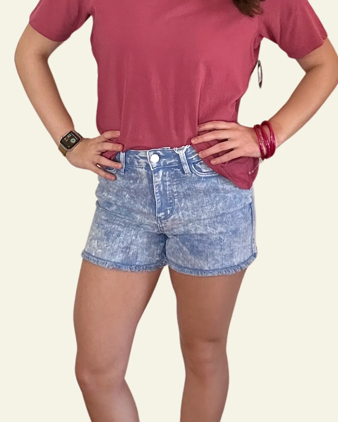 Dyed Fray Hem Shorts | Cyan