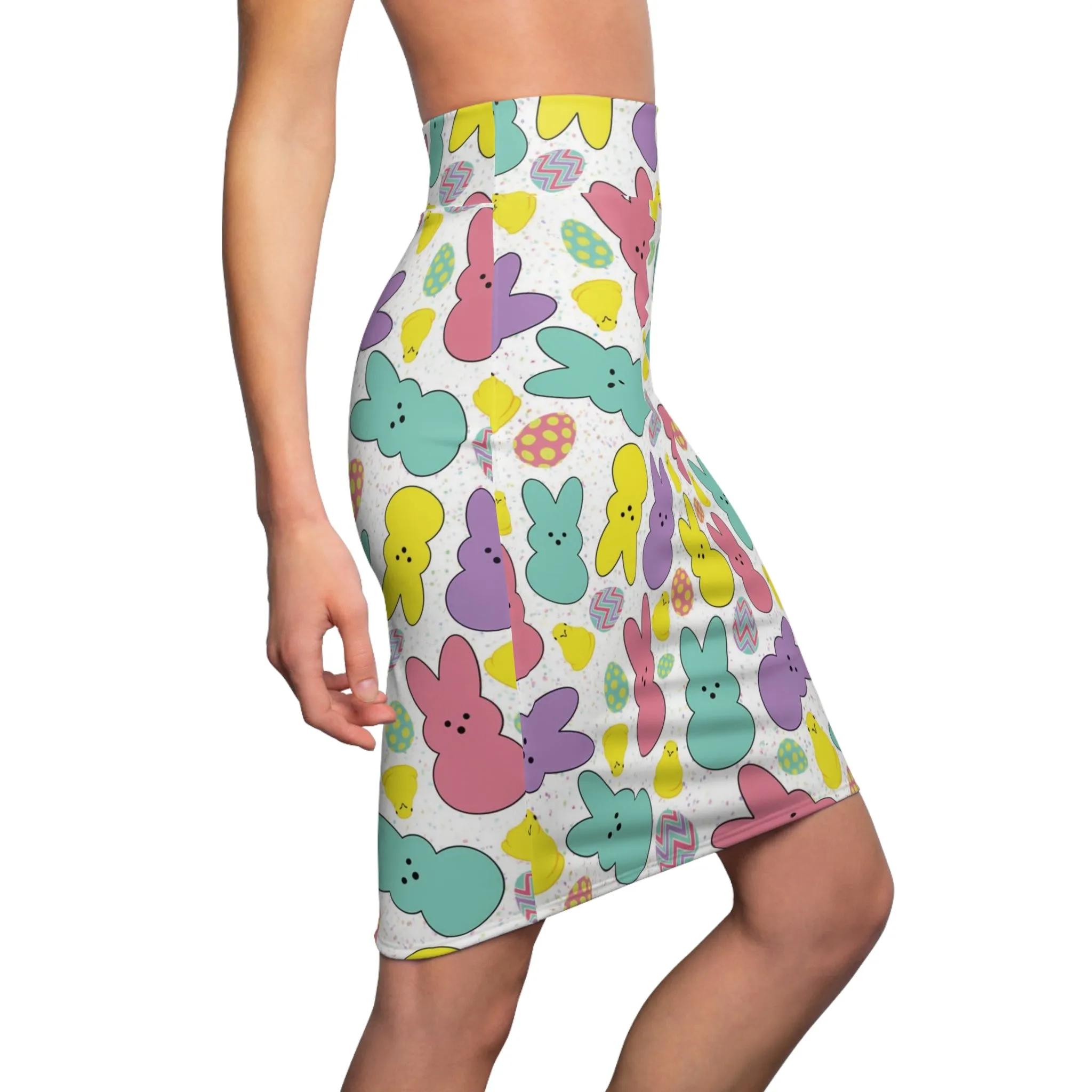 Easter Peeps Pastel Bunny Womens Pencil Skirt - Saiko Studio